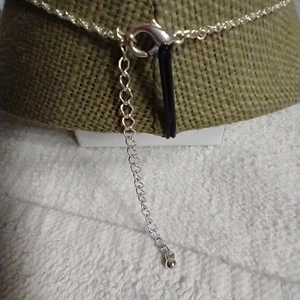 Silvertone black marcasite filigree heart rope chain necklace